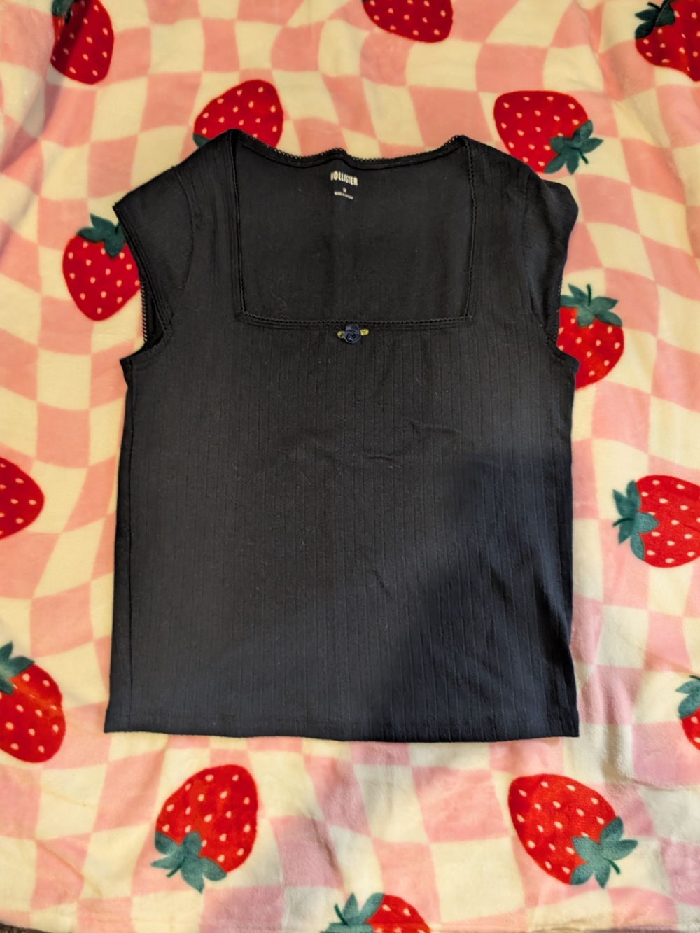 Children's Ribbed Square-Neck Tank Top - Black